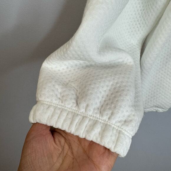 J. CREW Terry Half-Zip Pointelle Sweatshirt in White Large - Picture 5 of 9